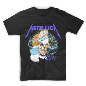 Kaos band oversize Metallica Damaged Justice Harvester of Sorrow T-Shirt dewasa pria wanita
