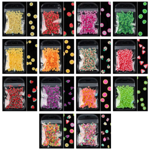 1 Pack Soft Clay Resin Fillings 3D Tiny Mixed Fruits Candies Slices Assorted Pieces DIY Crafting Epoxy Colorful Charms