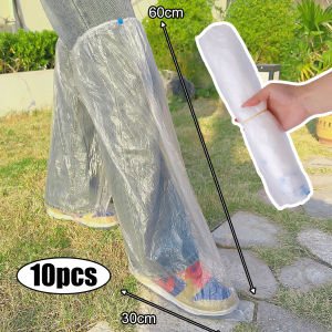 10PCS dùng một lần bọc giày nhựa bọc giày không thấm nước mưa dày dài giày dép bọc ủng bọc giày mưa không thấm nước