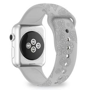 Sunflower Engraved straps for Apple Watch Ultra2 Bands 49mm 38mm 40mm 41mm 44mm 45mm 42mm Women Girls Floral Sport Silicone Straps for iWatch Series 9/8/7/6/5/4/3/2/1/SE/Ultra