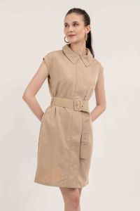 badomoda DESTINY Belted Shift Dress with Front Zip