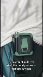 พัดลมคาดเอวกลางแจ้งมีใบพัด USB แขวนไฟฉายกันน้ำฟังก์ชั่นความเร็วสูงแบบพกพาขนาดเล็กตั้งแคมป์พัดลมทำความเย็นแรง