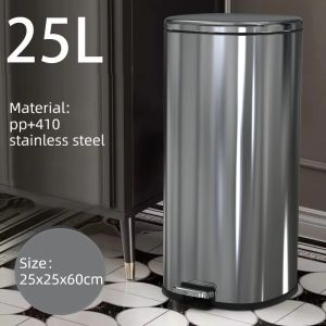 xpkQ Kitchen Pedal Trash Can Stainless Steel Food Waste Container Large Kitchen Garbage Cans Minimalist Double Anti Odor Trash Bin 3M8Q4