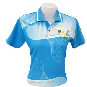 [ร้านจงเจริญพานิช] เสื้อโปโล พิมพ์ลาย วันแม่ - สีฟ้า ปักลาย ดอกมะลิ รักแม่ ผู้ชาย / ผู้หญิง เสื้อทำงานวันศุกร์