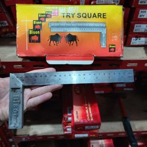 BISON Siku Tukang 8 10 12 inch Penggaris L Besi Angle Ruler 90 Derajat