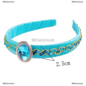 [COD] Millennium Cô Gái Hoa nhài Màu Xanh Headbands Lớn Pha Lê Trẻ Em Mũ Nón Ả Rập Công Chúa Tóc Ban Nhạc Cho Cosplay Đảng Phụ Kiện Tóc