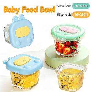 Baby Food Bowl Glass Storage Container Silicone Lid Bekas Makanan Bayi Leakproof Microwave