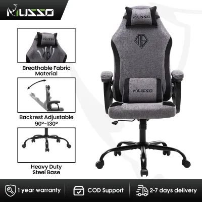 MUSSO Aeolus Navigator Series Model 2 109B Fabric Gaming Chair with Steel Leg Lumbar and Head Support
