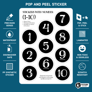 Set Number Stickers of 1-100 Alphabet Letter A-Z Symbols. Premium Sticker Label. For Restaurant Dining Table Nombor Meja