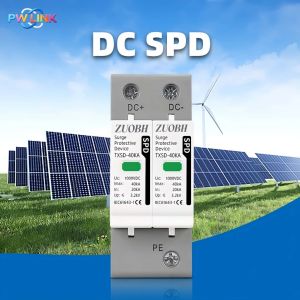 100% CU DC AC SPD Surge Protector 600V 1000V 2P 20KA 40KA Solar PV Lightning Arrester Voltage Protector