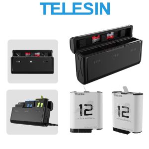 TELESIN Stamina Enduro Battery Fast Charger Box Charging Storage Case for GoPro HERO 13 12 11 10 9 BLACK