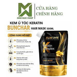 Kem ủ tóc Keratin BUNCHAR Hair Mask 500ML Giúp Phục Hồi Tóc Hư Tổn Giảm Gãy Rụng