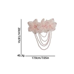 NOBLEE 1Pc Trang trí bằng hạt cườm Vườn hoa Voan Pha Lê Tua rua Miếng vá thêu Thời trang Có thể tháo rời Tua rua vai