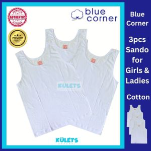 Wholesale 3 Pieces Original Blue Corner Cotton Sabrina Plain White Lady Sando Camisole for Women or Kids or Girls