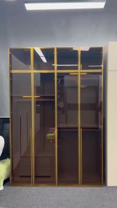 Wardrobe Simple And Modern Glass Door Wardrobe Storage Suspension Bedroom Cabinet