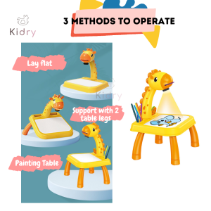 Painting Drawing LED Projector Table for Kids Children Early Learning Educational Light Music | Meja Lukis Kanak
