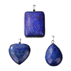 Genuine Lapis Lazuli Stone Pendant Necklace Accessories Water Drop/Rectangular/Heart Charm For Diy Earrings