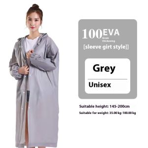 OURUNZHE เสื้อกันฝน EVA กันน้ำใส่ได้ทั้งชายและหญิงพร้อมเชือกผูกสำหรับกิจกรรมกลางแจ้ง