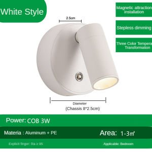 OOKAS 2000mAH Magnetic Base Led Wireless Wall Light USB Rechargeable Wall Mounted Cabinet Spotlight Touch Dimmable Bedside Lamp for Room Bedroom Reading Night Light