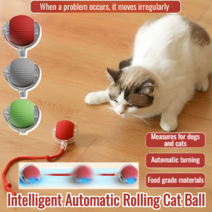 Electric Cat Ball Automatic Rolling Ball Type C Rechargeable Cat Toy Ball Intelligent Automatic Jumping Pet Toy Ball With Rope Teaser Toy Ball