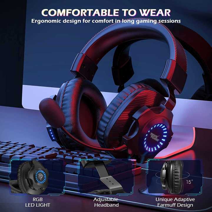 EasySMX Gaming Headphone Headset Wireless Super Bass with Mic - V07W ...