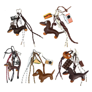 Handmade Dachshund Key Ring Pendant Charm For Personalization Trendy Accessory Interchangeable Rope