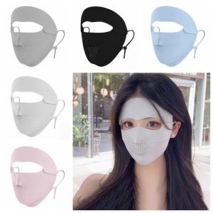 LUDEAU Neck Protection Sunscreen Ice Silk Solid Color Womne Face Shield Breathable UV Protection Face Veil Ice Silk Hiking