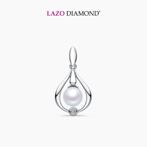 LAZO DIAMOND Sea of Beauty Drop Pearl and Diamond Pendant in 375/9K White Gold