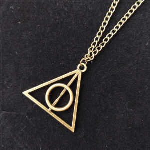 YF Harry Potter Luna the Deathly Hallows Rotatable triangle necklace round pendant vintage necklace FY