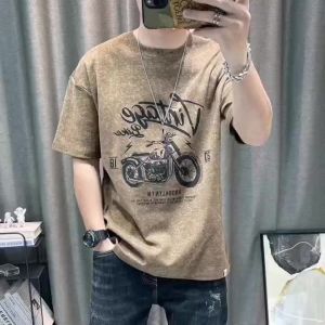Short sleevesmens cartoon printed tops T-shirts mens clothing casual half sleeve T-shirts