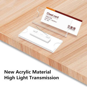 Acrylic Insert Card Name Badges Work ID Tags Transparent Holders for Students Hotel Office Use 70x20mm Pin Included