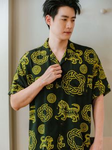 (JUN) Kham Hawana เสื้อเชิ้ตแขนสั้นฮาวานา Yellow Tiger