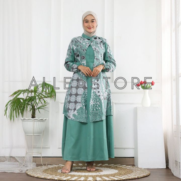 Gamis Batik Motif Pare Modern Premium, Dress Muslim, Gamis Batik Kombinasi  | Lazada Indonesia
