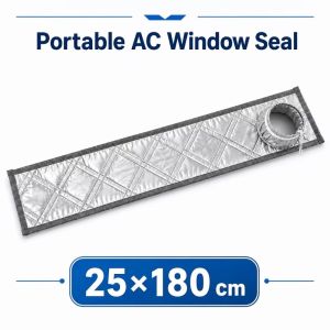 MADEWITH Oxford Fabric Portable AC Window Seal Waterproof Silver Coated Air Conditioner Window Seal Drawstring Cuff Window Insulation Panel Sliding Door