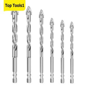 6PCS 4-Blade Saw Tooth Eccentric Drill Bit Hard Alloy Alloy Drill Bit High-Strength Four-Edge Serrated Drill Bits Sawtooth Drill Bit for Wood/Concrete