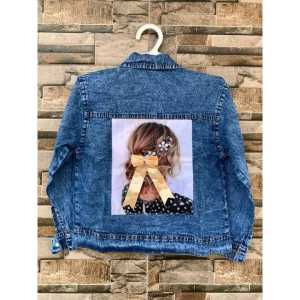 Jaket Jeans Anak Perempuan Denim Jeans Brata Snow Blue & Black Lembut Dan Nyaman Stylish Size S - XXXL Usia 1 s/d 10 Tahun Karakter Pita Random BY DE STORE FASHION
