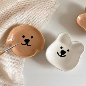 Ceramic Paint Palette Cute Pet Puppy Bear Washing Brush Plate Mini Portable Paint Tray Watercolor Painting Nail Art Supplies