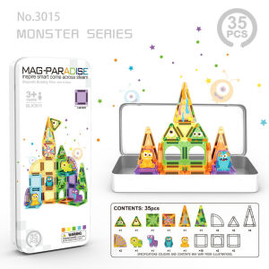 Themed Magnetic Tiles for Kids | Portable Travel Magnetic Building Blocks Set with Storage Box | STEM Educational Toy