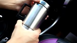 LZD  Car Mounted Electric Cup Stainless Steel Liner Water Heating Cup Car Water Heater Thermos Cup 12V/24V Heating Kettle