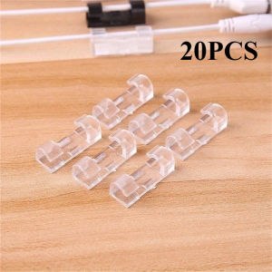 20pcs Plastic Cable Organizer Clips - Wall Cord Holders for Efficient Cable Management on Desks