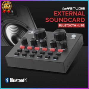 COD TaffSTUDIO Bluetooth Audio USB External Soundcard Live Broadcast Mic - V8S / soundcard tombol kontrol multiguna buat komputer laptop smartphone hp bluetooth murah terbaru 12 Efek Suara dan 6 Mode Efek baterai isi ulang youtuber vlog live streaming