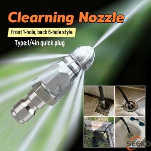 SK High Pressure Sprayer Nozzle Clean Sewer Aluminum Pressure Washer Quick Plug Drain Hose Nozzle Tool