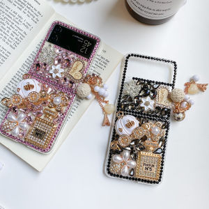 เคสสำหรับ Samsung Galaxy Z พลิก5 Flip5 Flip5 5G กล่องเพชรโซ่ความรัก