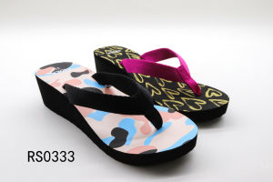 Free Shipping OEM South American Brand WomenS High Platform Sliced EVA Printed High Heel Flip-Flops