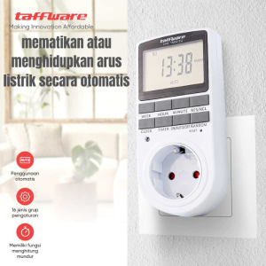 Stop Kontak Digital Timer Switch Programmable - KWE-TM02-EU Taffware putih