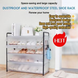 Household Steel Pipe Assembled Storage Shoe Rack Dormitory Storage Shoe Rack Space-efficient shoe rack dustproof steel pipe shoe cabinet for homes