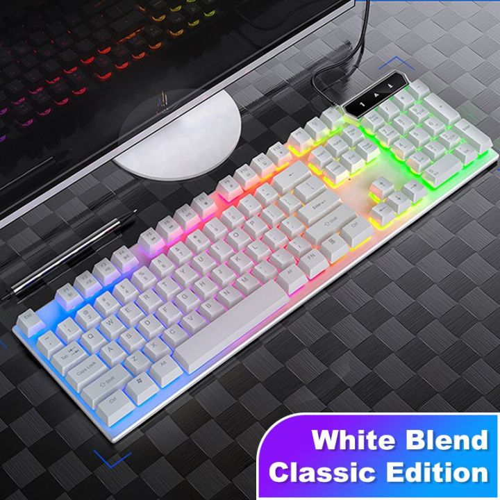 Mechanical Feel Gaming Keyboard Wired Usb PC Backlit Gamer 104 Keys ...