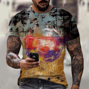 Retro 3D Printed T Shirt Mens Clothing Fun Game Cards Short Sleeve Crew Neck T Shirts Personality Street Wear Fashion Tee Top