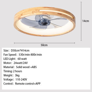 【CHAMER】Osk Wood 20Inchs Ceiling Fan With Light DC Motor Ceiling Fan For Bedroom/Living Room