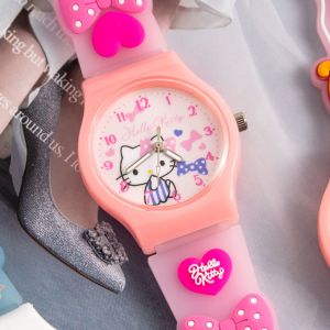 Sanrio นาฬิกานาฬิกาการ์ตูนพร้อมระบบควอทซ์ไฟแฟลช LEDนาฬิกาข้อมือเด็กเรืองแสงลาย My Melody Kuromi Cinnamoroll ของขวัญนาฬิกาข้อมือนักเรียนสำหรับนาฬิกาดิจิตัลเด็ก